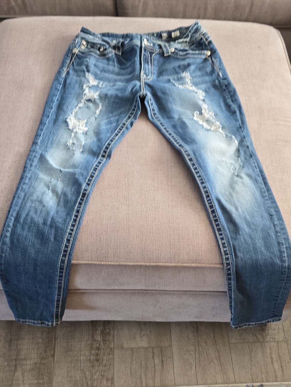 Miss Me Distressed Blue Skinny Jeans